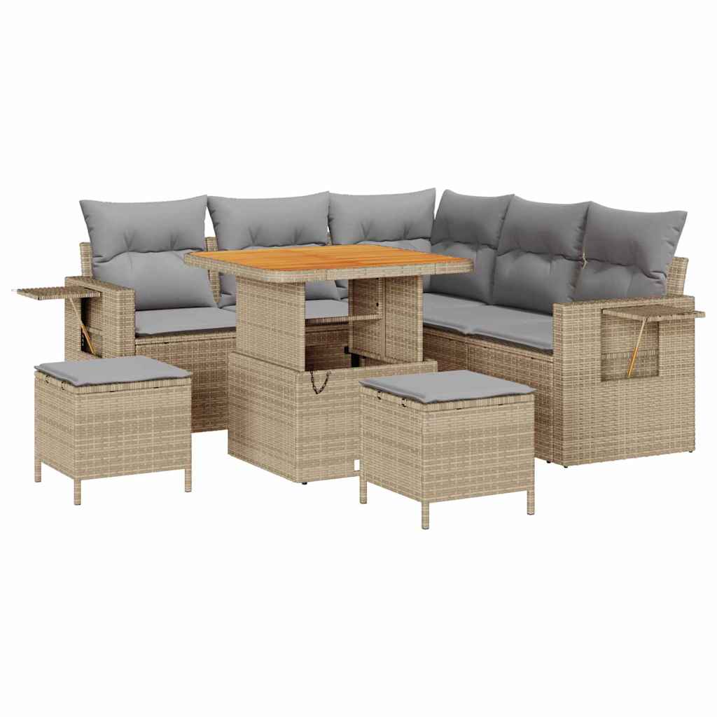 Havesofa Sæt 9 stk. 6-Antal sæder Beige og lys grå polyrattan