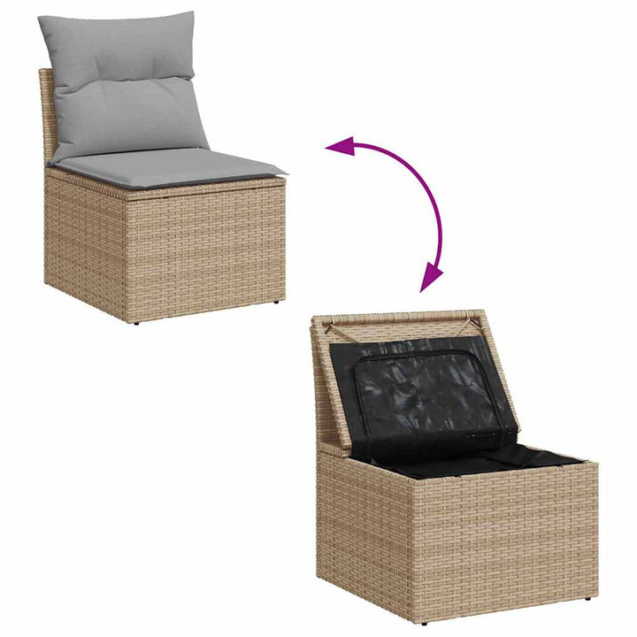 Havesofa Sæt 9 stk. 6-Antal sæder Beige og lys grå polyrattan