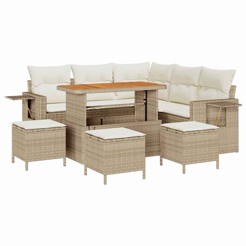 Havesofa Sæt 10 stk. 7-Antal sæder Beige og creme polyrattan