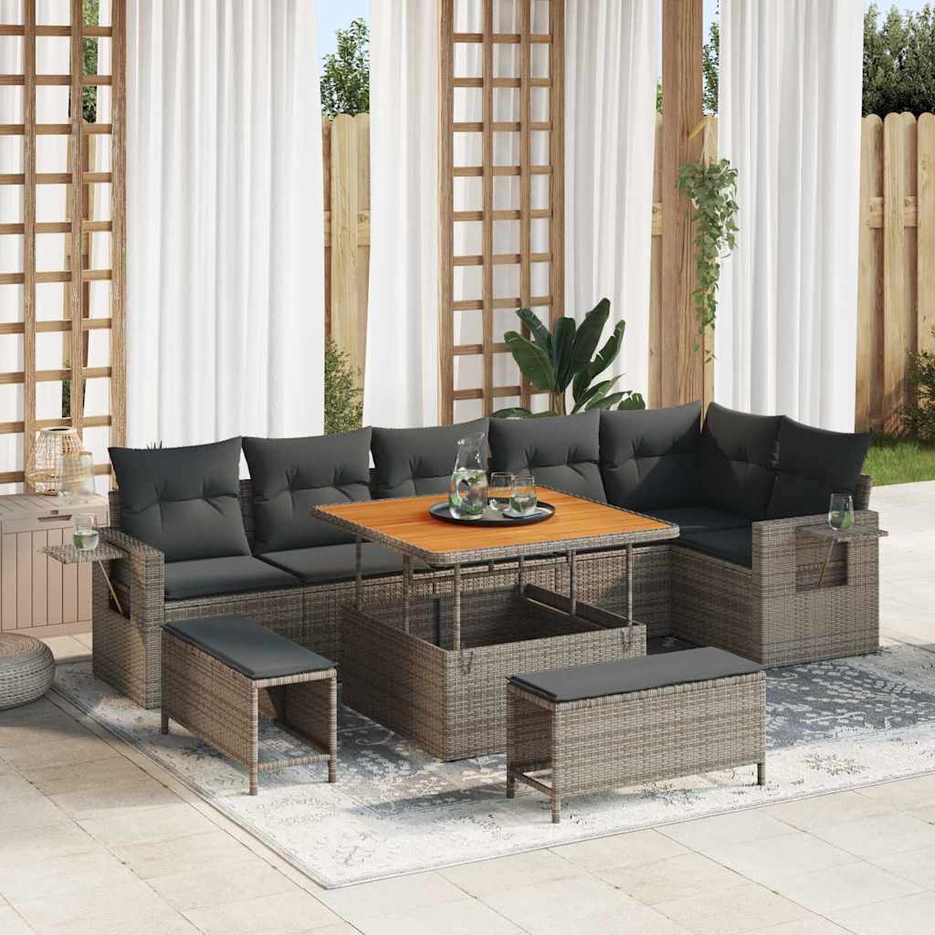 Havesofa Sæt 11 stk. Grå polyrattan
