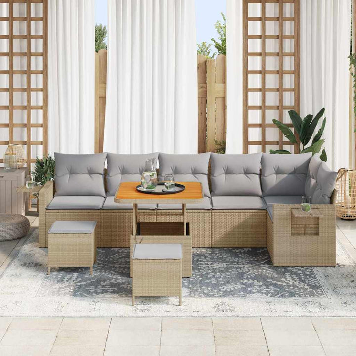 Havesofa Sæt 11 stk. Beige og lys grå polyrattan