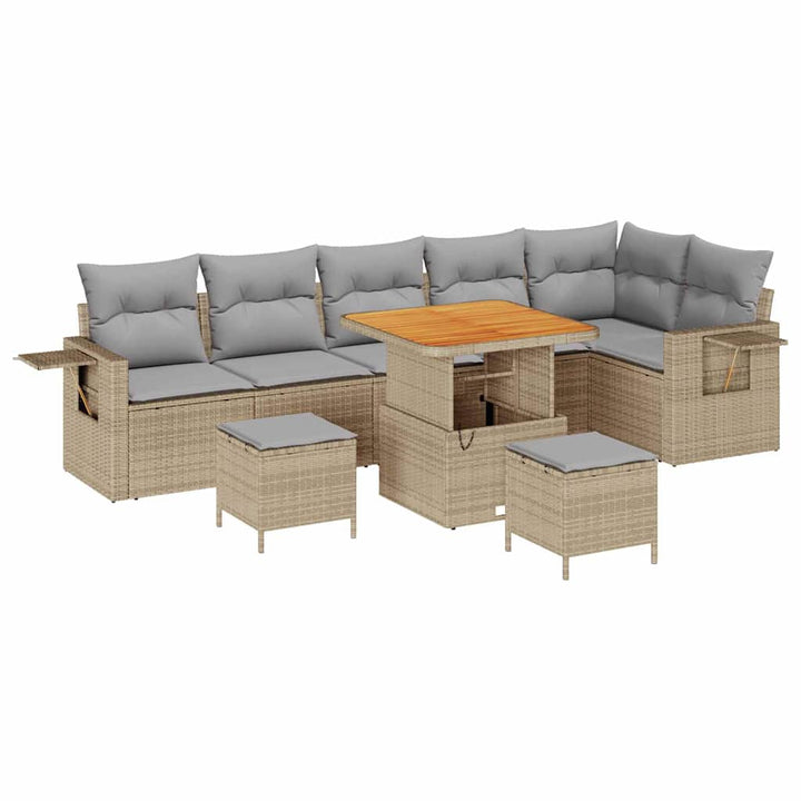 Havesofa Sæt 11 stk. Beige og lys grå polyrattan