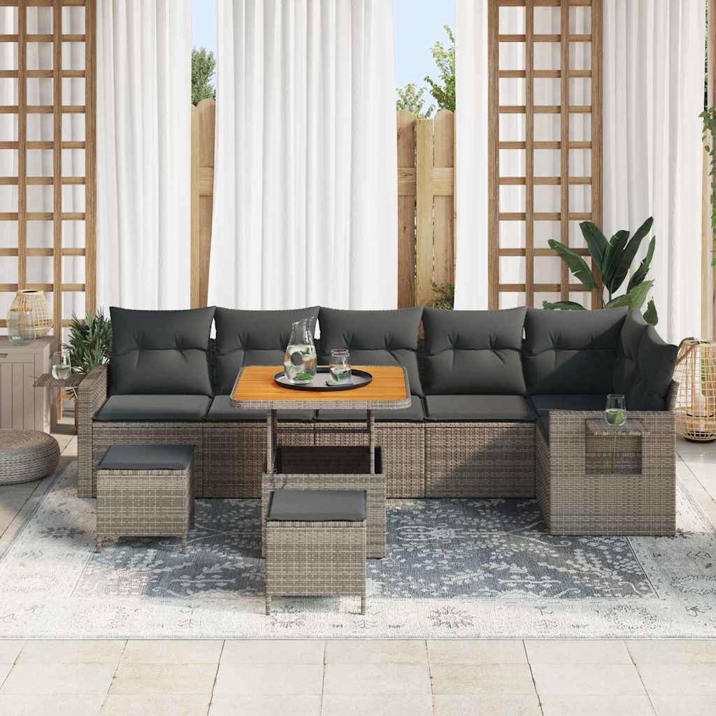 Havesofa Sæt 11 stk. Grå polyrattan