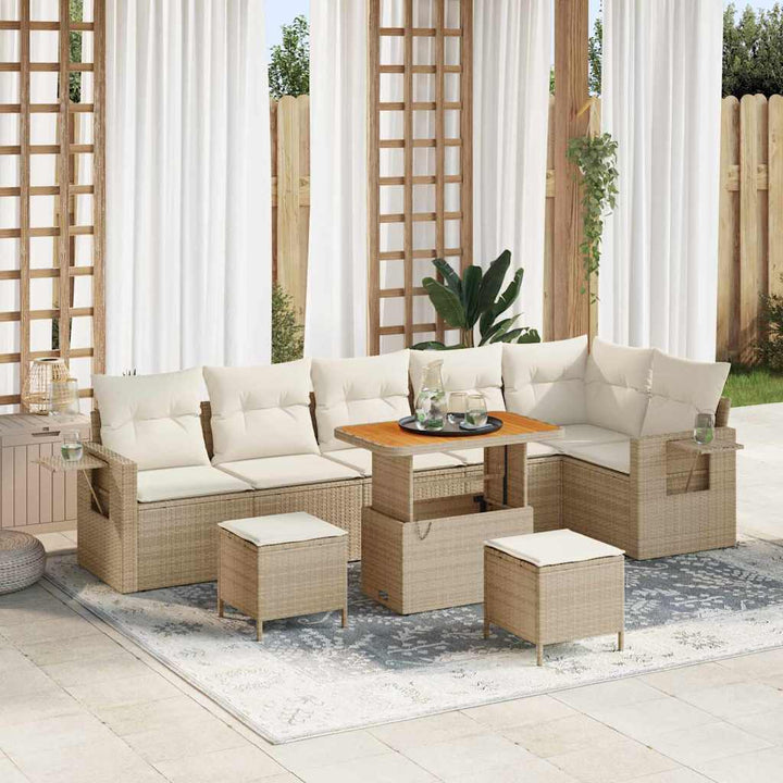 Havesofa Sæt med pude 11 pcs Beige og creme polyrattan