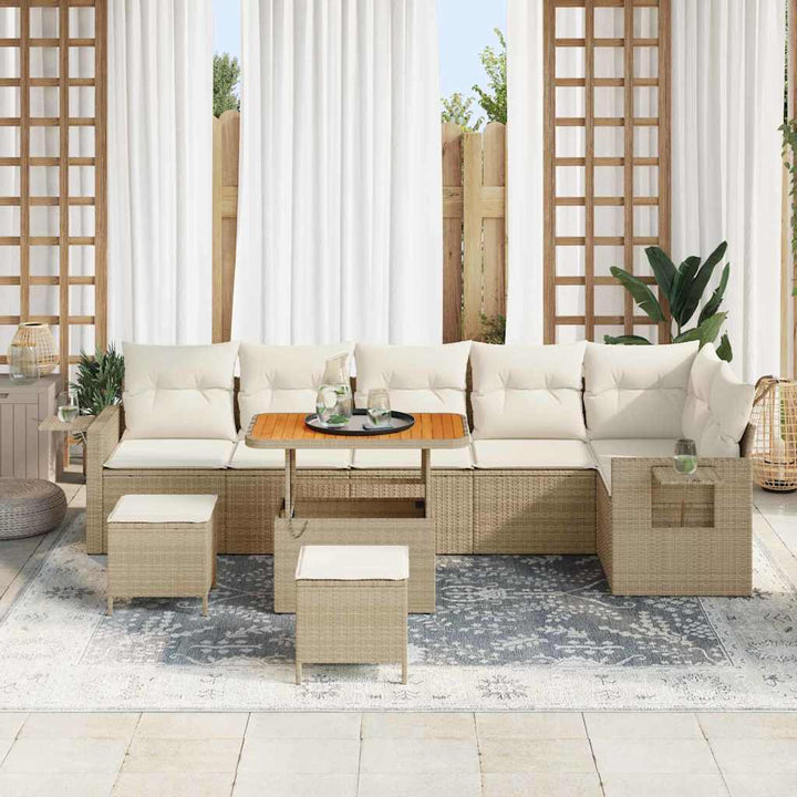 Havesofa Sæt med pude 11 pcs Beige og creme polyrattan
