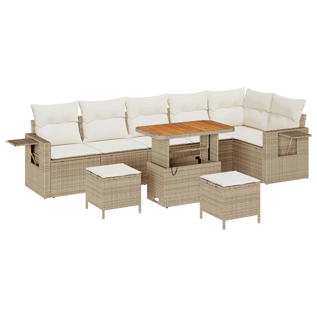 Havesofa Sæt med pude 11 pcs Beige og creme polyrattan