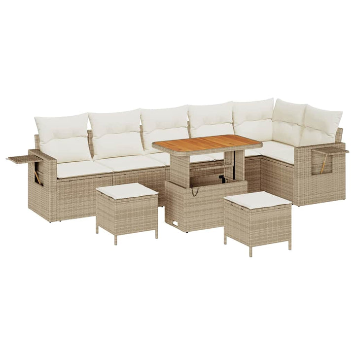 Havesofa Sæt med pude 11 pcs Beige og creme polyrattan