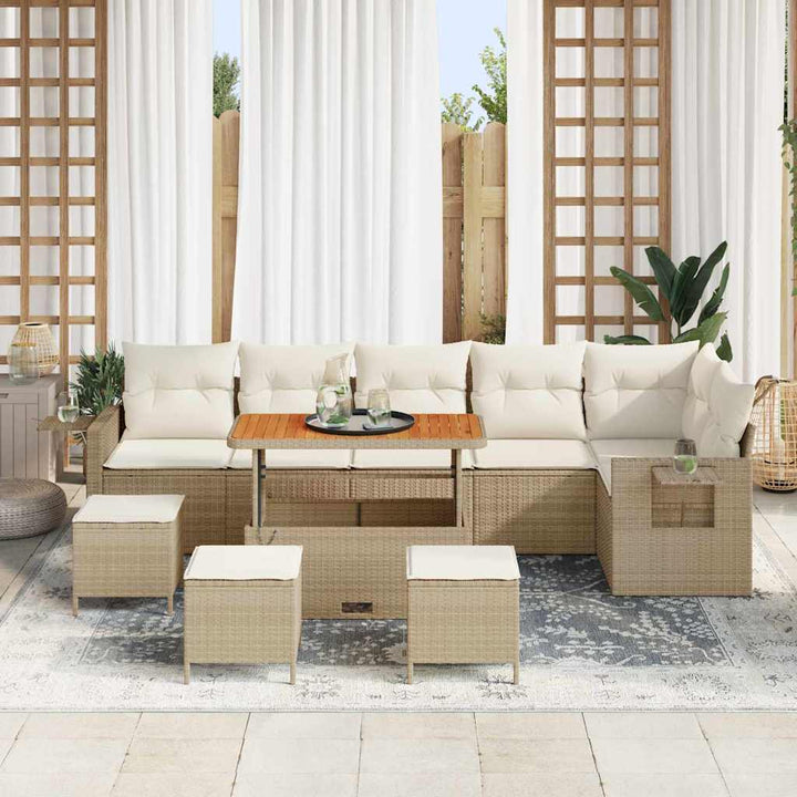 Havesofa Sæt med pude 12 pcs Beige og creme polyrattan