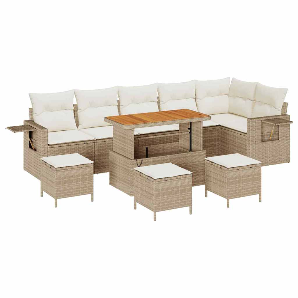 Havesofa Sæt med pude 12 pcs Beige og creme polyrattan