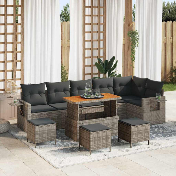 Havesofa Sæt med pude 12 pcs Grå polyrattan