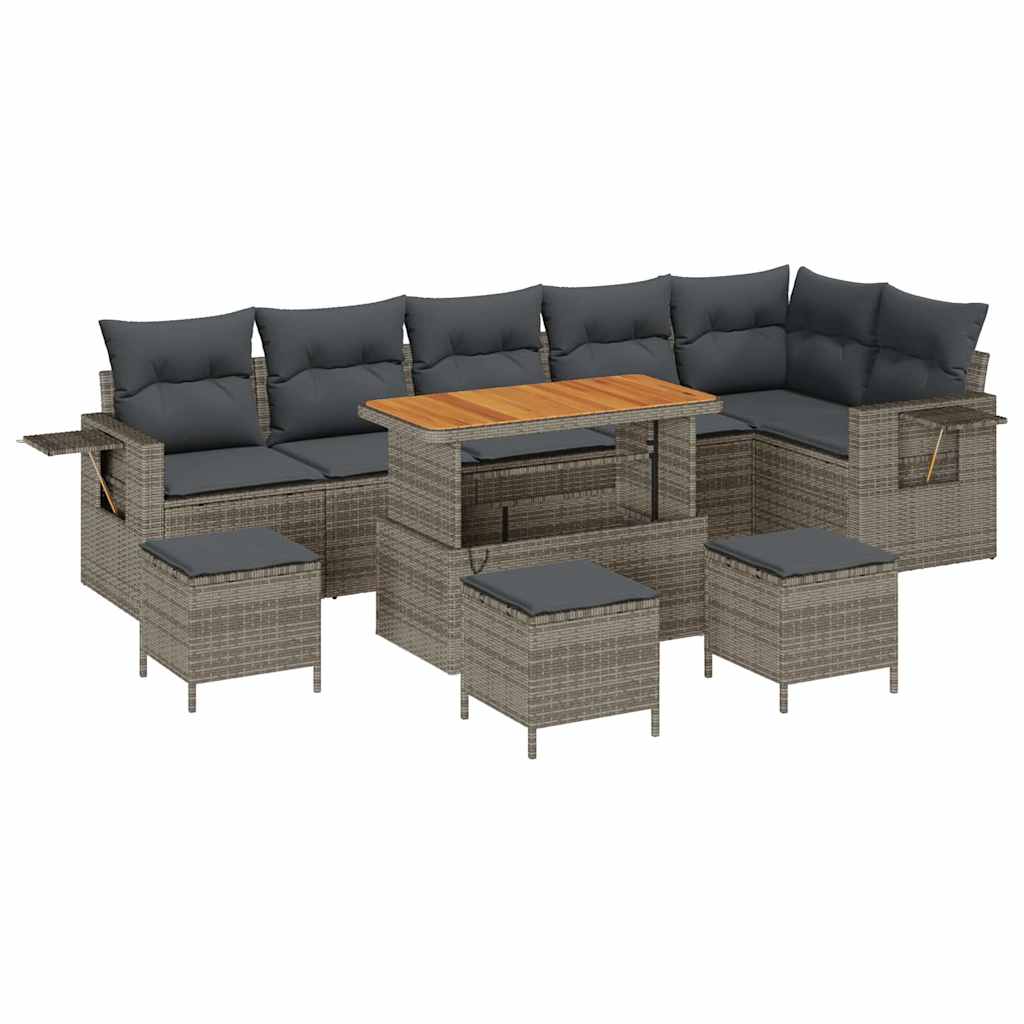 Havesofa Sæt med pude 12 pcs Grå polyrattan