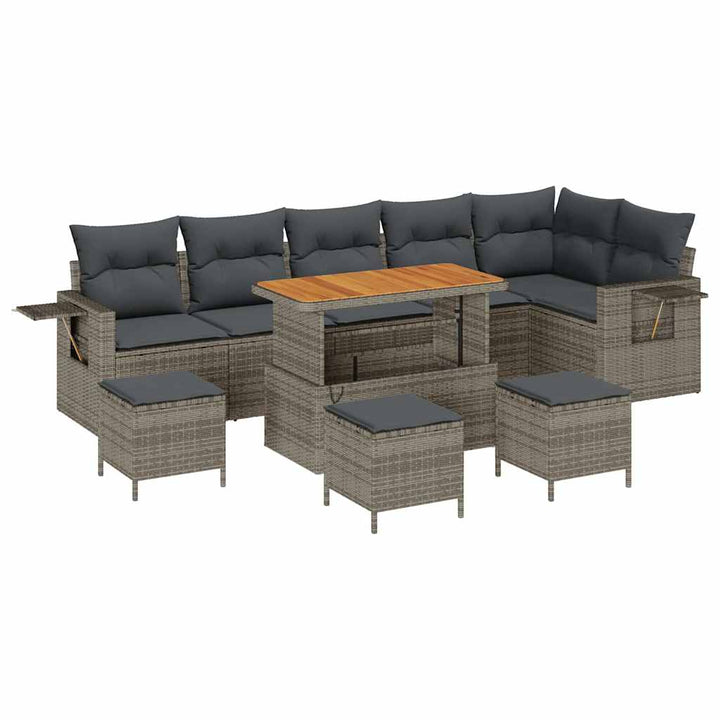 Havesofa Sæt med pude 12 pcs Grå polyrattan