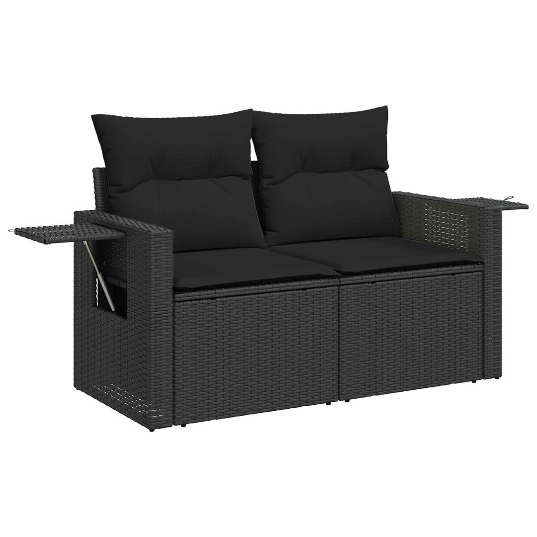 Havesofa Sæt med pude 13 pcs Sort polyrattan