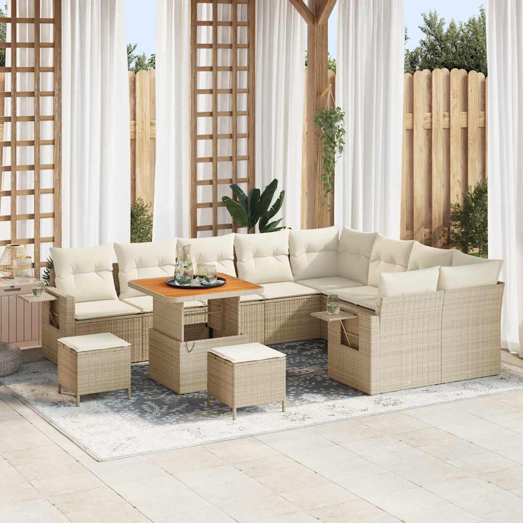 Havesofa Sæt 12 stk. 11-Antal sæder Beige og creme polyrattan