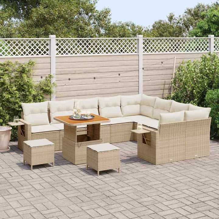 Havesofa Sæt 12 stk. 11-Antal sæder Beige og creme polyrattan