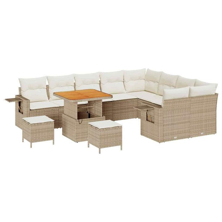 Havesofa Sæt 12 stk. 11-Antal sæder Beige og creme polyrattan