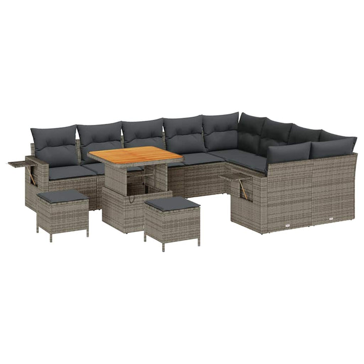 Havesofa Sæt med pude 12 pcs Grå polyrattan