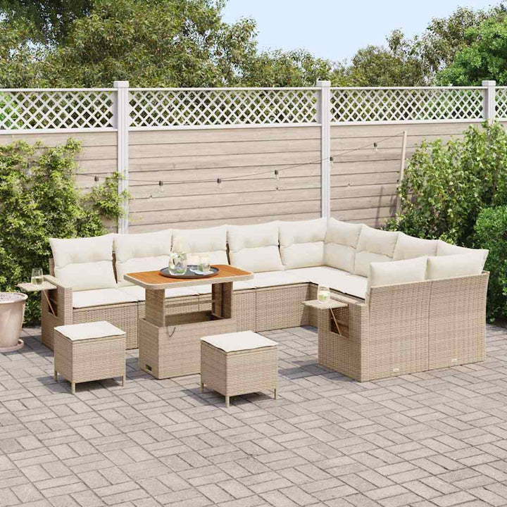 Havesofa Sæt 12 stk. 11-Antal sæder Beige og creme polyrattan