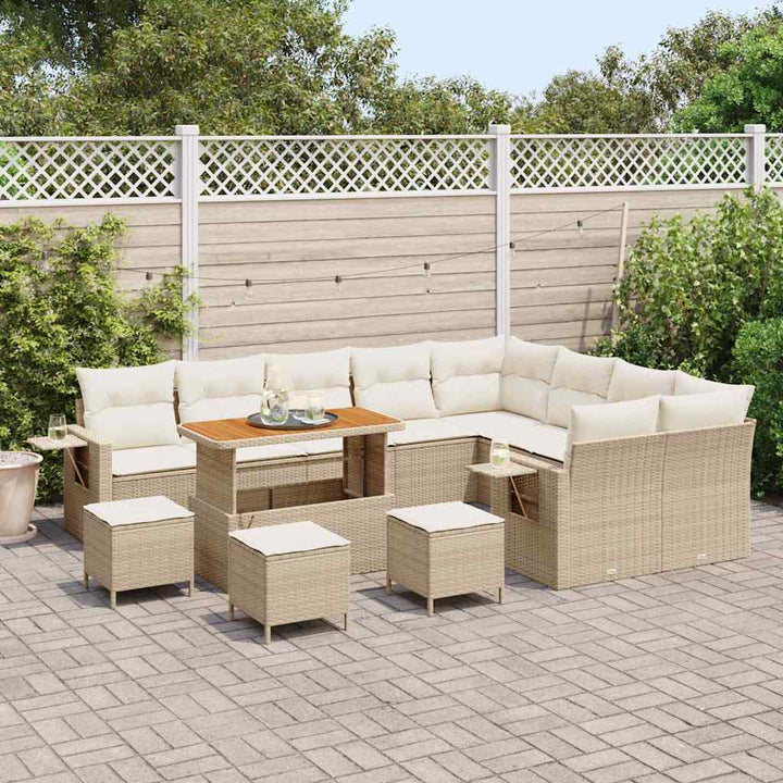 Havesofa Sæt 13 stk. 12-Antal sæder Beige og creme polyrattan