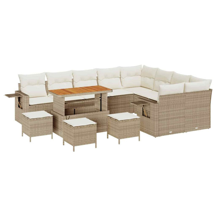 Havesofa Sæt 13 stk. 12-Antal sæder Beige og creme polyrattan