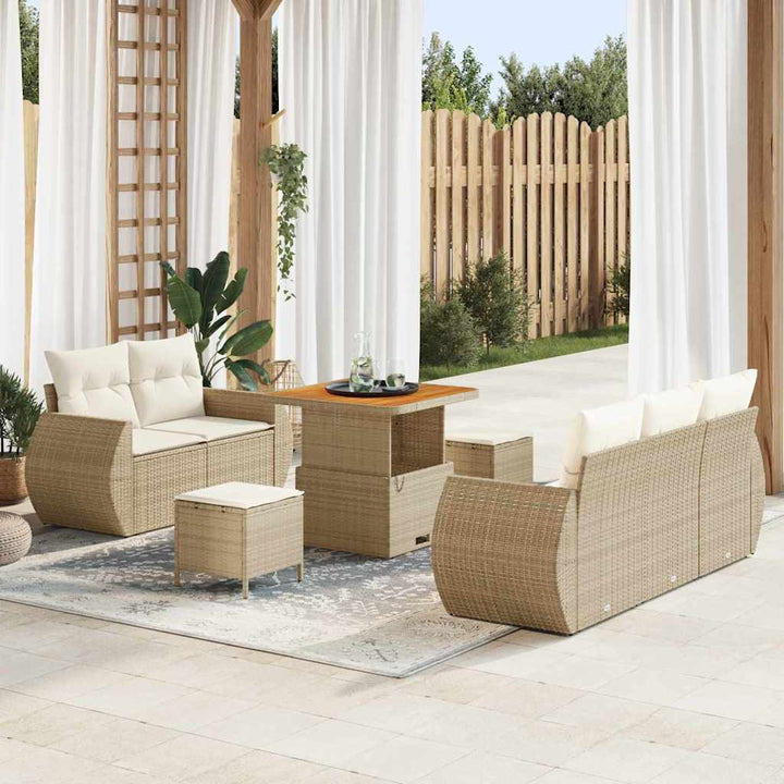Havesofa Sæt 8 stk. 5-Antal sæder Beige og creme polyrattan