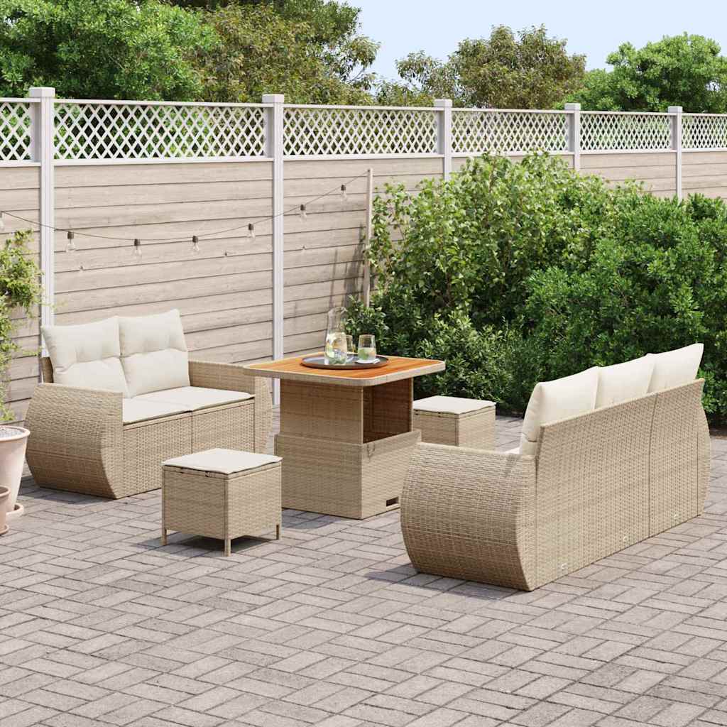 Havesofa Sæt 8 stk. 5-Antal sæder Beige og creme polyrattan
