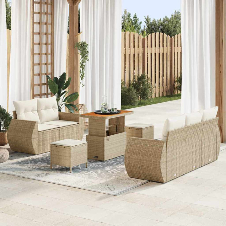 Havesofa Sæt 8 stk. 5-Antal sæder Beige og creme polyrattan