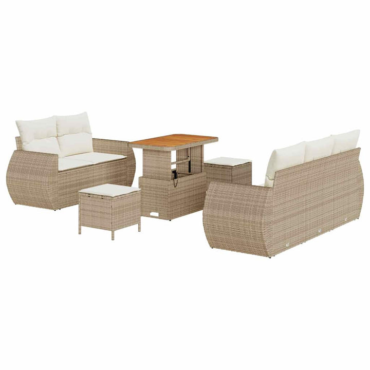 Havesofa Sæt 8 stk. 5-Antal sæder Beige og creme polyrattan