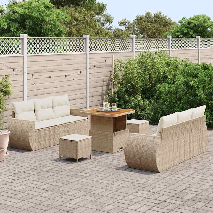 Havesofa Sæt 9 stk. 6-Antal sæder Beige og creme polyrattan