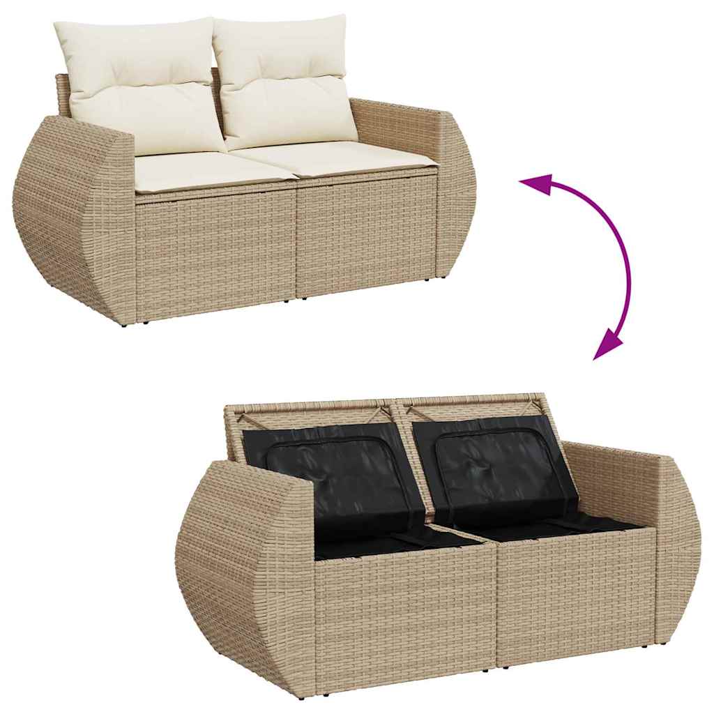 Havesofa Sæt 9 stk. 6-Antal sæder Beige og creme polyrattan