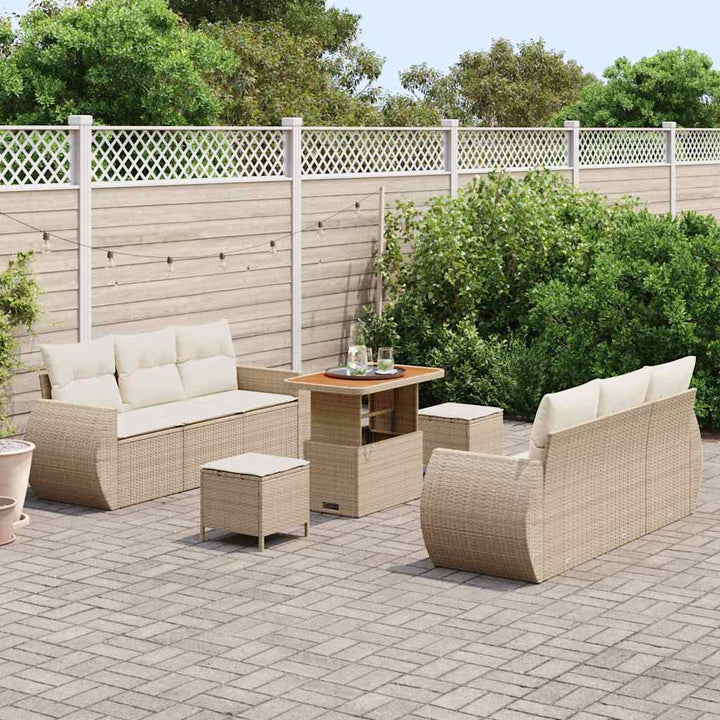 Havesofa Sæt 9 stk. 6-Antal sæder Beige og creme polyrattan