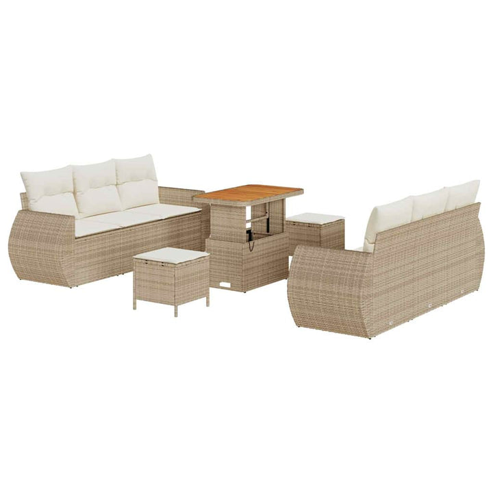 Havesofa Sæt 9 stk. 6-Antal sæder Beige og creme polyrattan