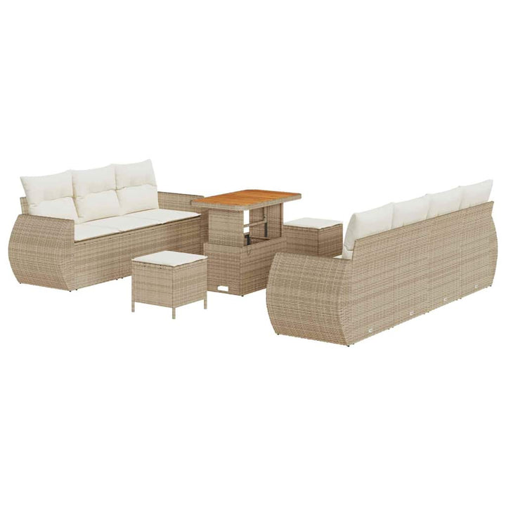 Havesofa Sæt med pude med pude 10 pcs Beige og creme polyrattan