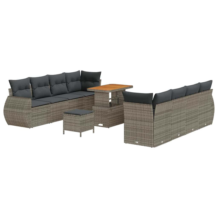 Havesofa Sæt med opbevaring 11 pcs Grå Poly rattan