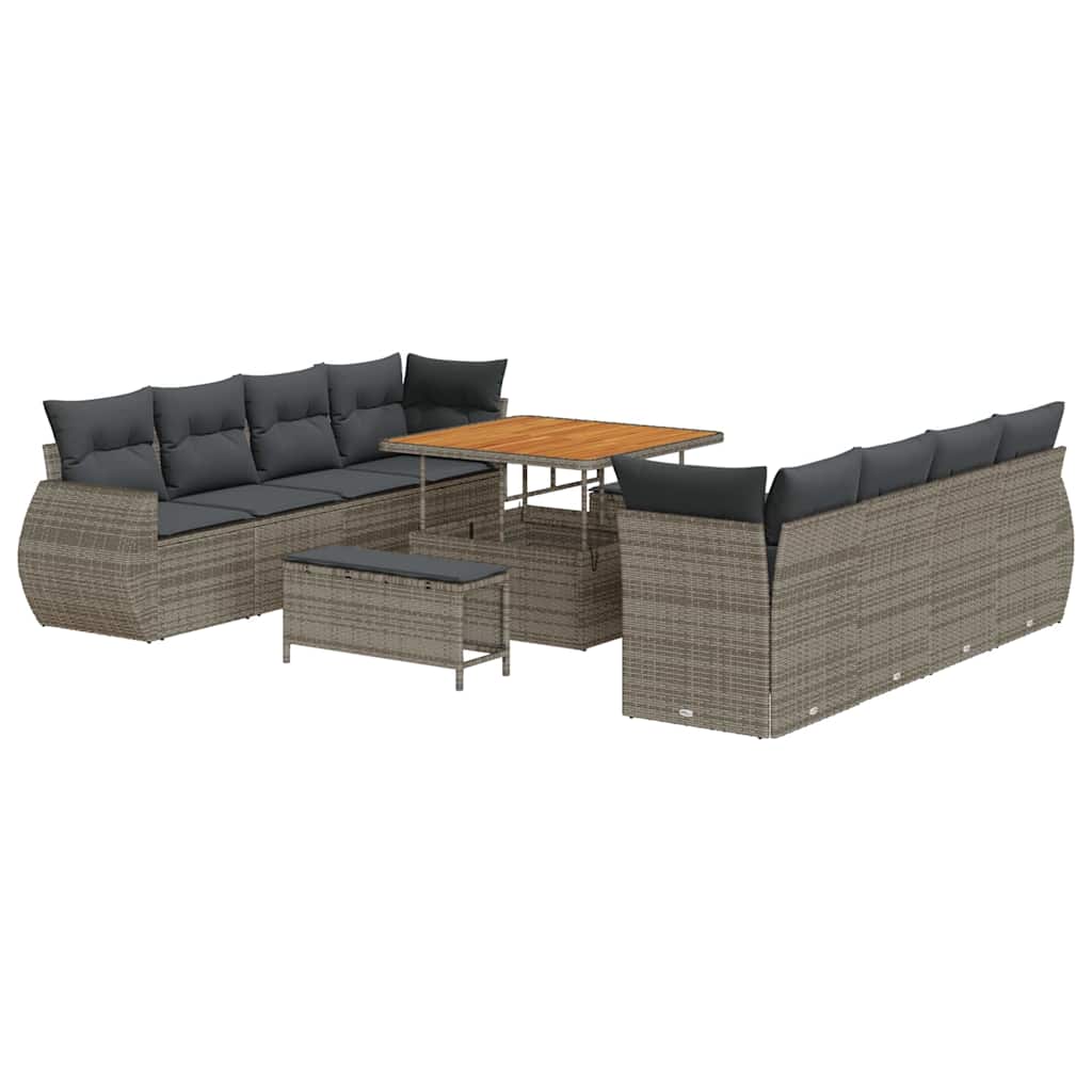 Havesofa Sæt 11 stk. Grå polyrattan