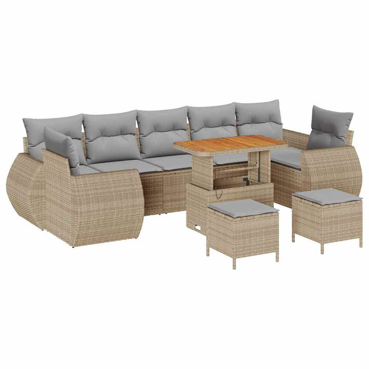 Havesofa Sæt med pude med opbevaring 10 pcs beige og lysegrå