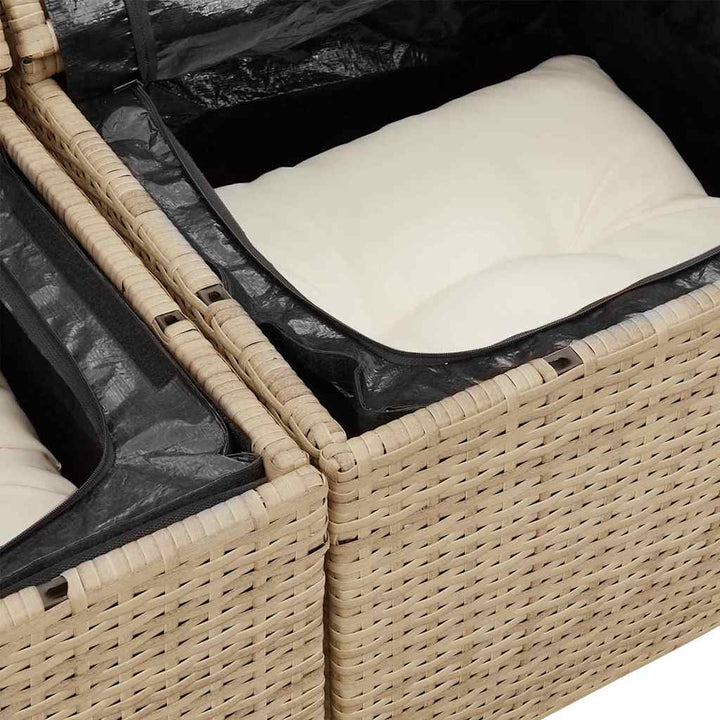 Havesofa Sæt med pude med pude 8 pcs Beige og creme polyrattan