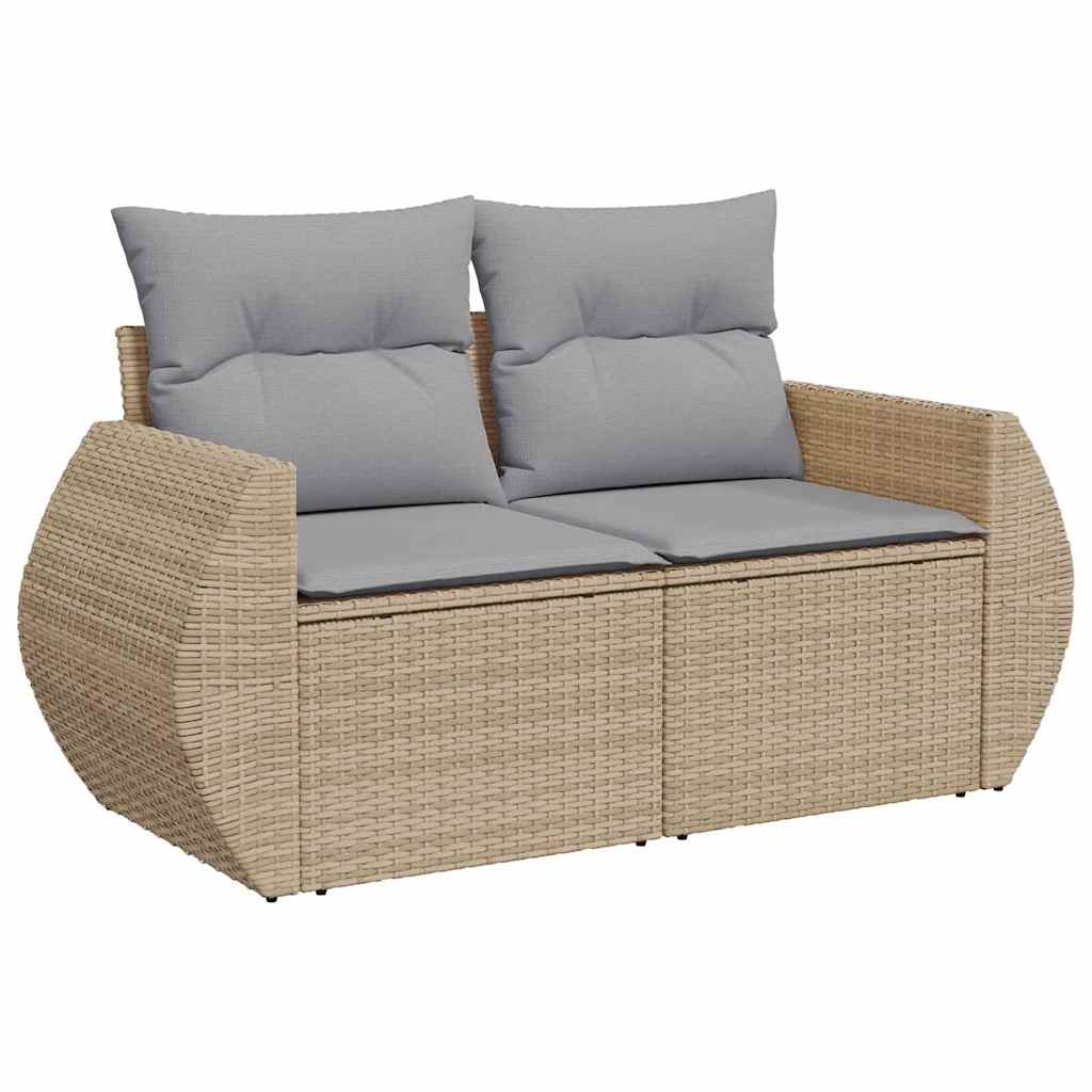 Havesofa Sæt 8 stk. 7-Antal sæder Beige og lys grå polyrattan