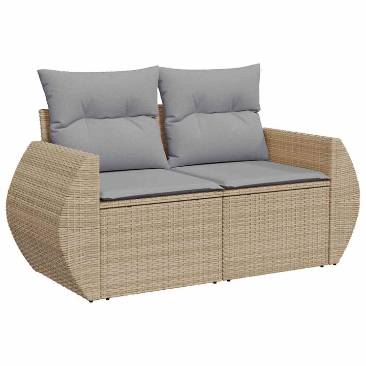 Havesofa Sæt 9 stk. 9-Antal sæder Beige og lys grå Poly Rattan