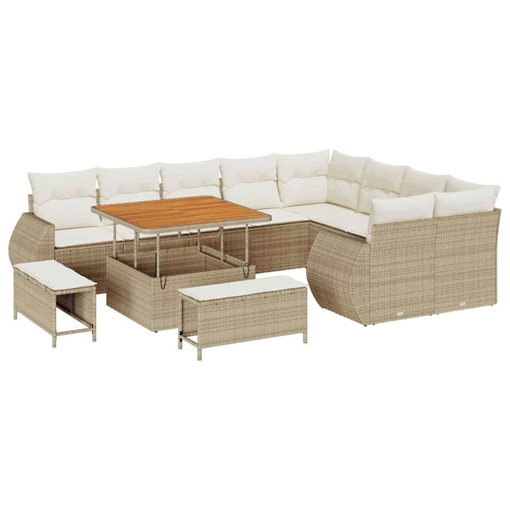 Havesofa Sæt 12 stk. 12-Antal sæder Beige og creme Poly Rattan