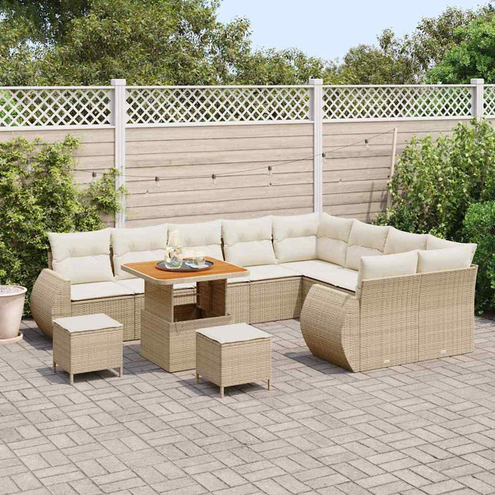 Havesofa Sæt 12 stk. 12-Antal sæder Beige og creme Poly Rattan