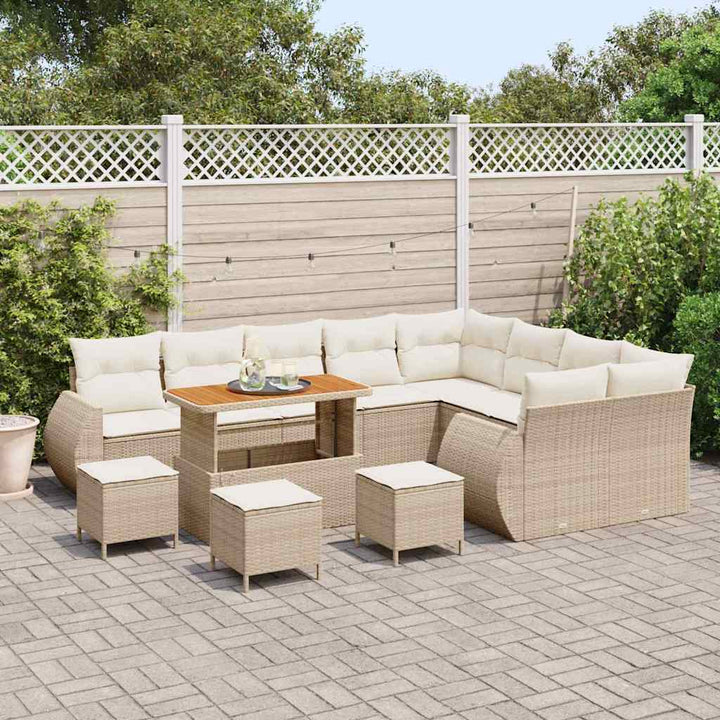 Havesofa Sæt 13 stk. 13-Antal sæder Beige og creme Poly Rattan