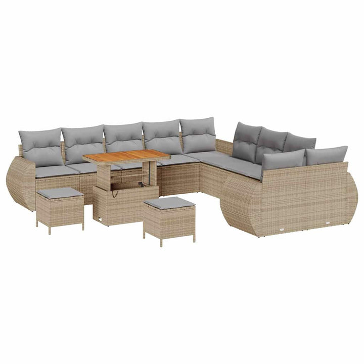 Havesofa Sæt med pude med opbevaring 13 pcs beige og lysegrå