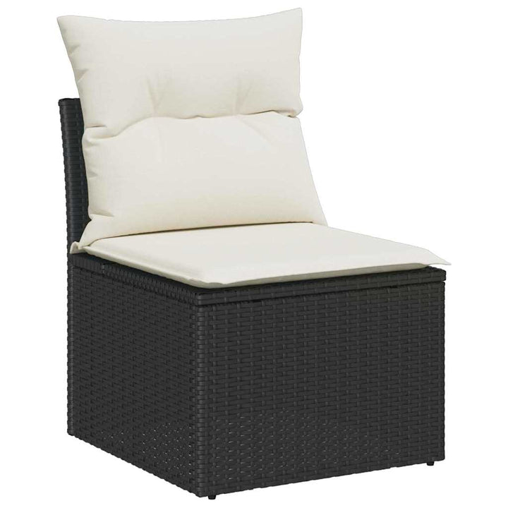 Havesofa Sæt med pude med pude 8 pcs Sort og Cream Poly Rattan