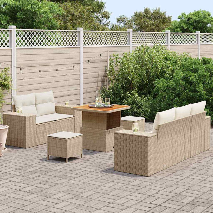 Havesofa Sæt 8 stk. 8-Antal sæder Beige og creme Poly Rattan