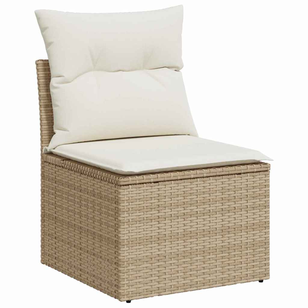 Havesofa Sæt med pude med pude 8 pcs Beige og creme Poly Rattan