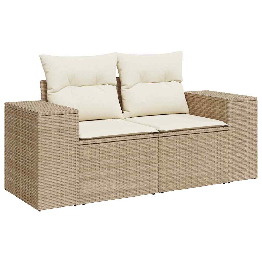 Havesofa Sæt med pude med pude 8 pcs Beige og creme Poly Rattan