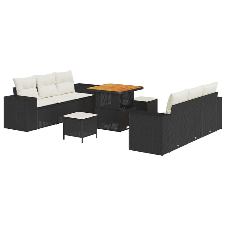 Havesofa Sæt Sort og Cream 221 x 204 x 85 cm Poly Rattan