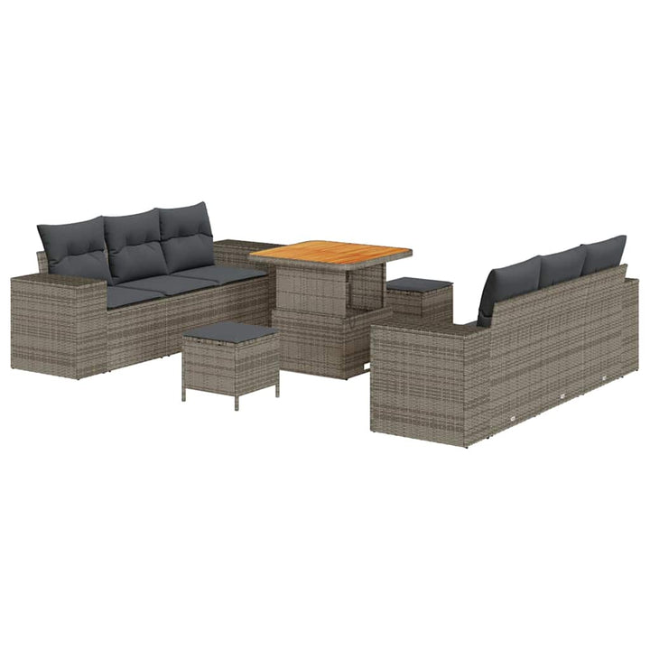 Havesofa Sæt med pude Grå 221 x 204 x 85 cm Poly Rattan