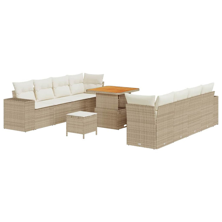 Havesofa Sæt med pude 11 pcs Beige og creme polyrattan